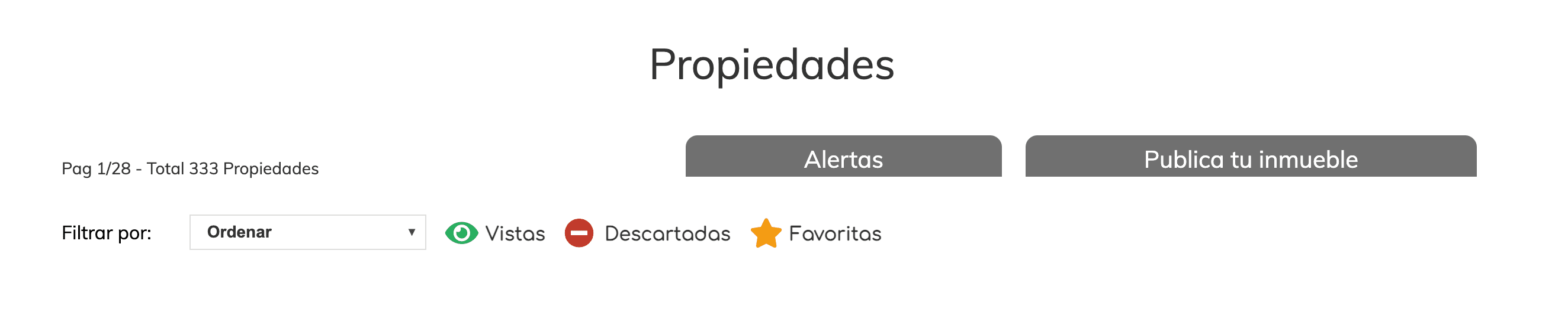 Controles del listado de propiedades anonimizados del sitio configurado C